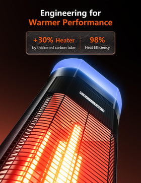 Frivibe outdoor heater RGB lights on create ambient mood for evenings.