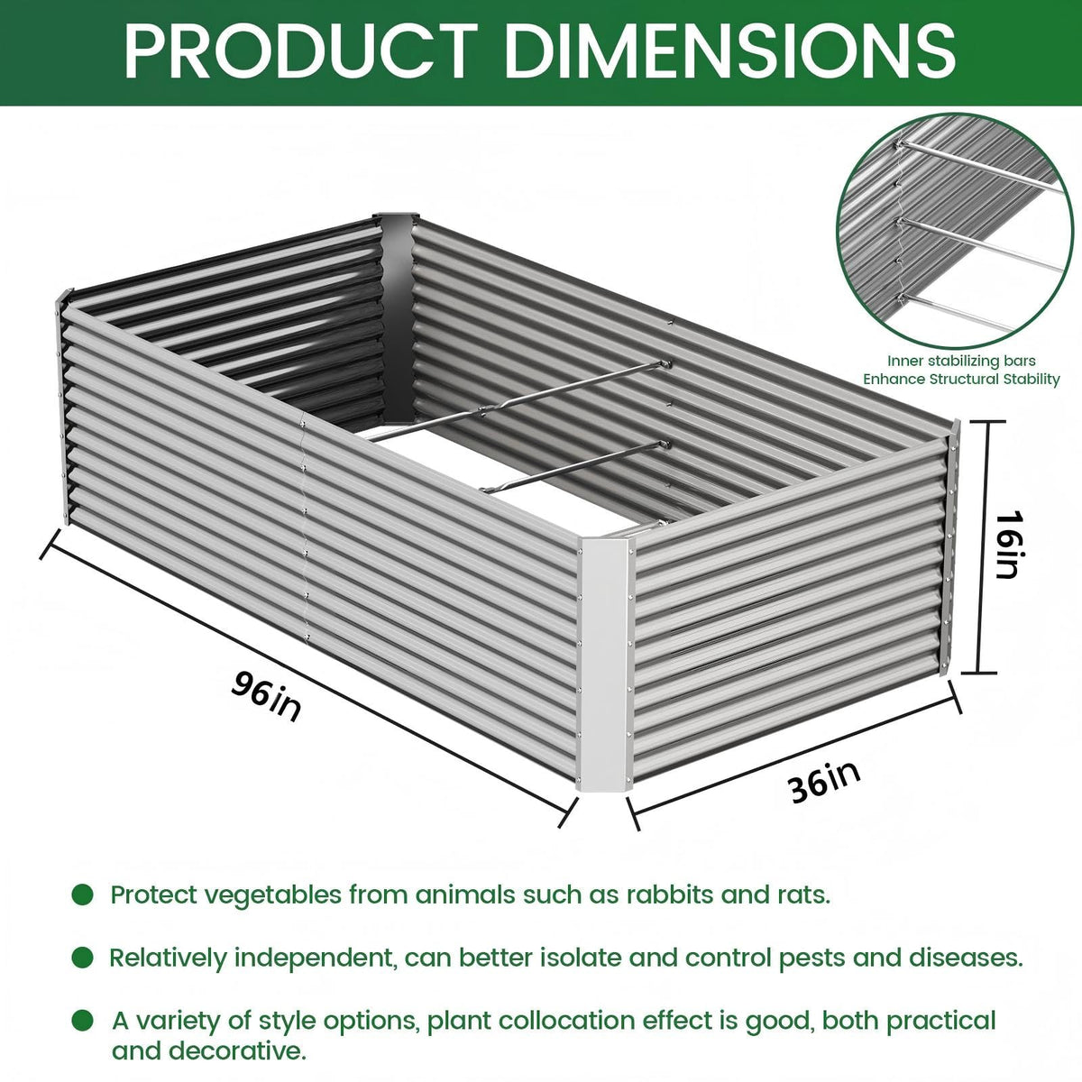 FRIZIONE tall raised bed front view highlighting spacious planting area for herbs and flowers