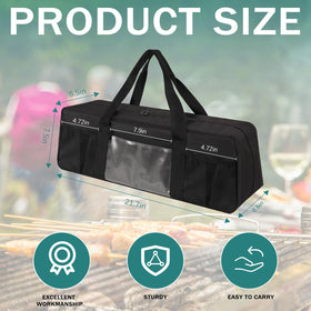 Frjjthchy grill tool storage bag front pocket detail helps organize tools.