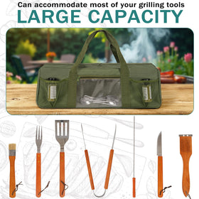 Frjjthchy grill tool storage bag with carrying handle for easy transport on outdoor trips