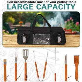 Frjjthchy grill tool storage bag transparent pocket keeps items visible.
