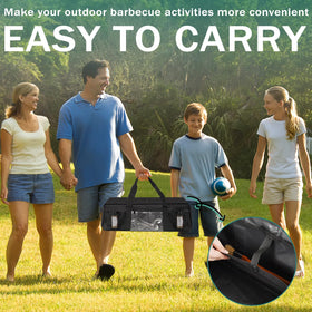 Frjjthchy grill tool storage bag with two mesh pockets for small items.