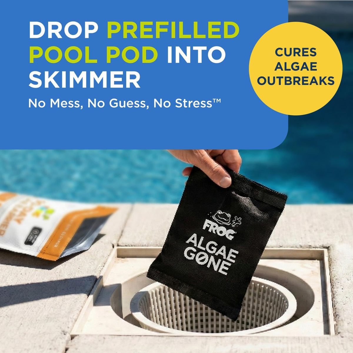 Prefilled Drop 'n Go pods dispensing automatically for easy dosing.