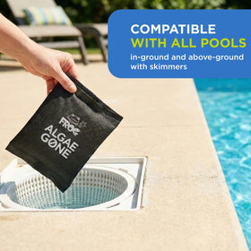 Pods floating in pool providing convenient algae control.