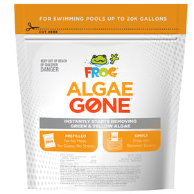 FROG Algae Gone pods in skimmer delivering quick algae removal for a clearer pool.