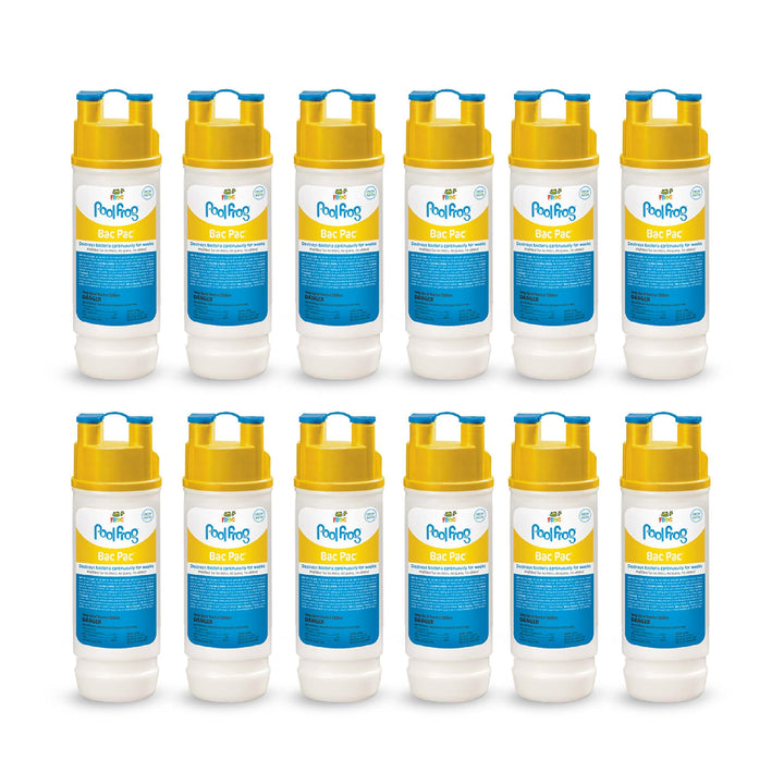FROG Bac Pac 12-pack packaging shows an easy pool care solution.