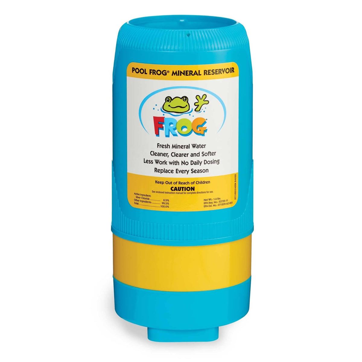 FROG Bac Pac sanitizing packs paired with reservoir for reliable pool sanitization.