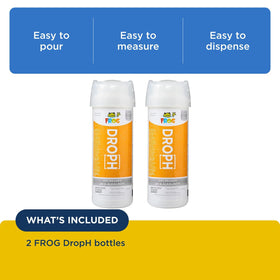 FROG DropH dosing instructions graphic shows straightforward steps for hot tubs and swim spas.