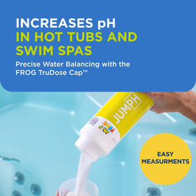 FROG JumpH measuring cap in use showing accurate, easy dosing for water balancing