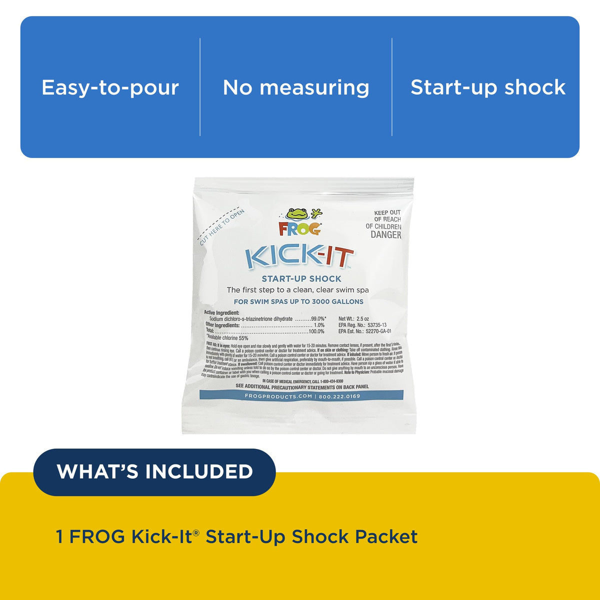 FROG Kick-It establishes baseline chlorine after fill.