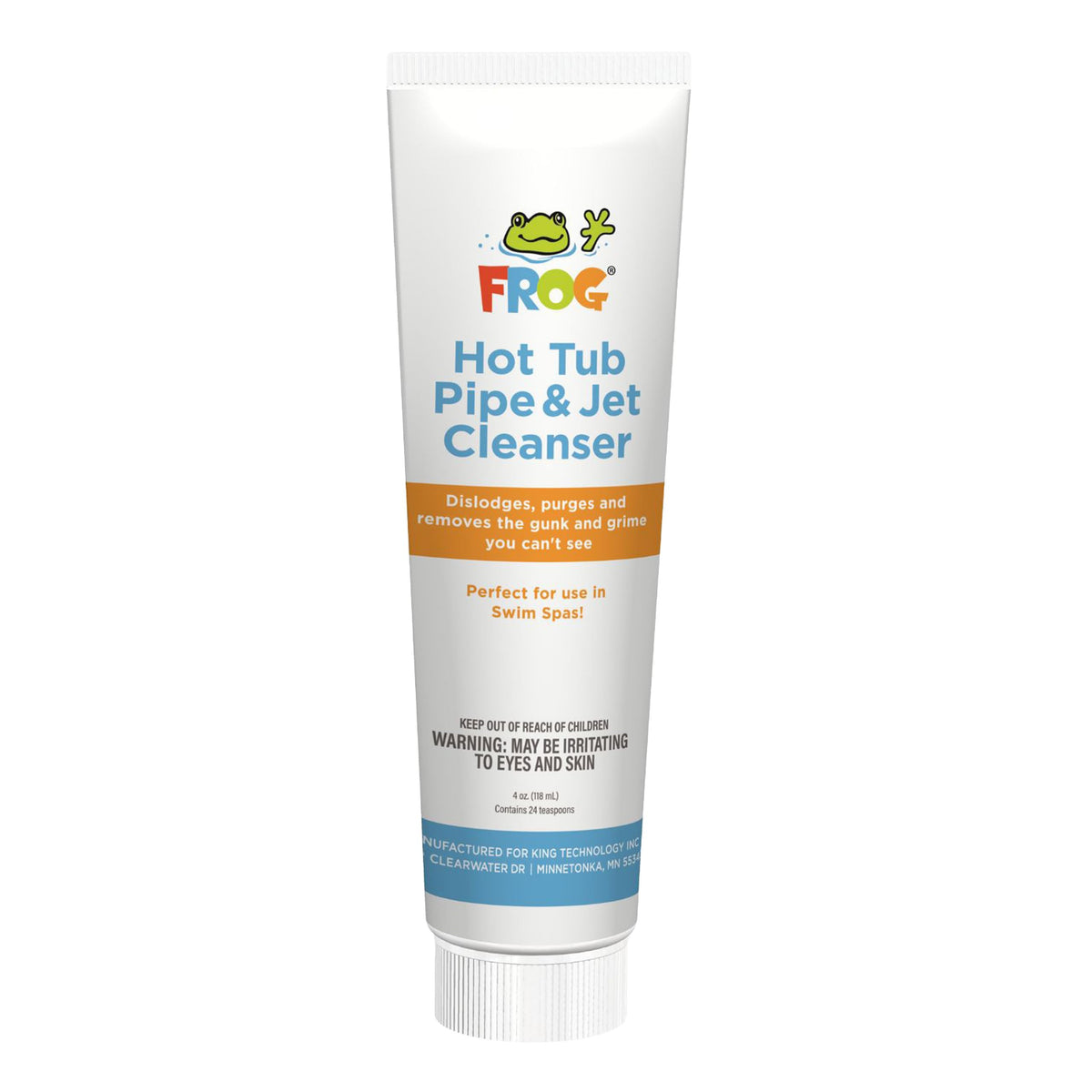 FROG Pipe & Jet Cleanser bottle pour demonstrates easy application for a deep clean start.