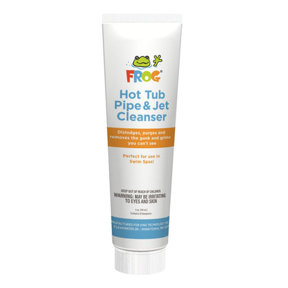 FROG Pipe & Jet Cleanser bottle pour demonstrates easy application for a deep clean start.