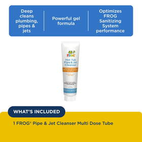 FROG Pipe & Jet Cleanser packaging shown for convenient at-home maintenance.