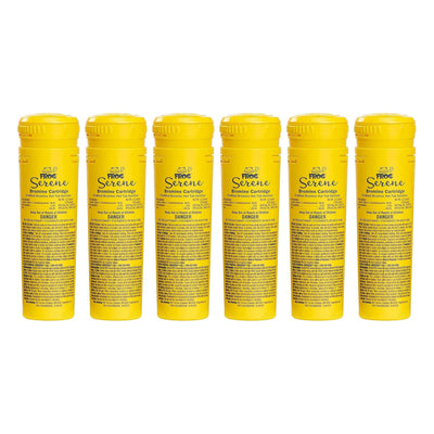 FROG Serene bromine cartridge six-pack for easy hot tub maintenance.