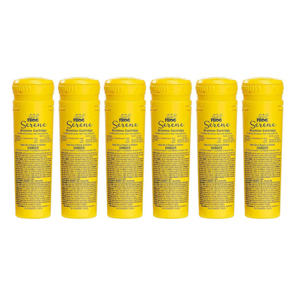 FROG Serene bromine cartridge six-pack for easy hot tub maintenance.