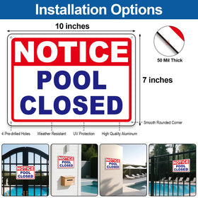Frohllia aluminum pool closed sign demonstrates weatherproof durability