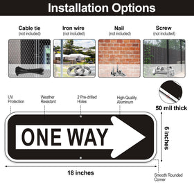 Frohllia easy-install sign with two holes; secures quickly with nails, ties, or rope.