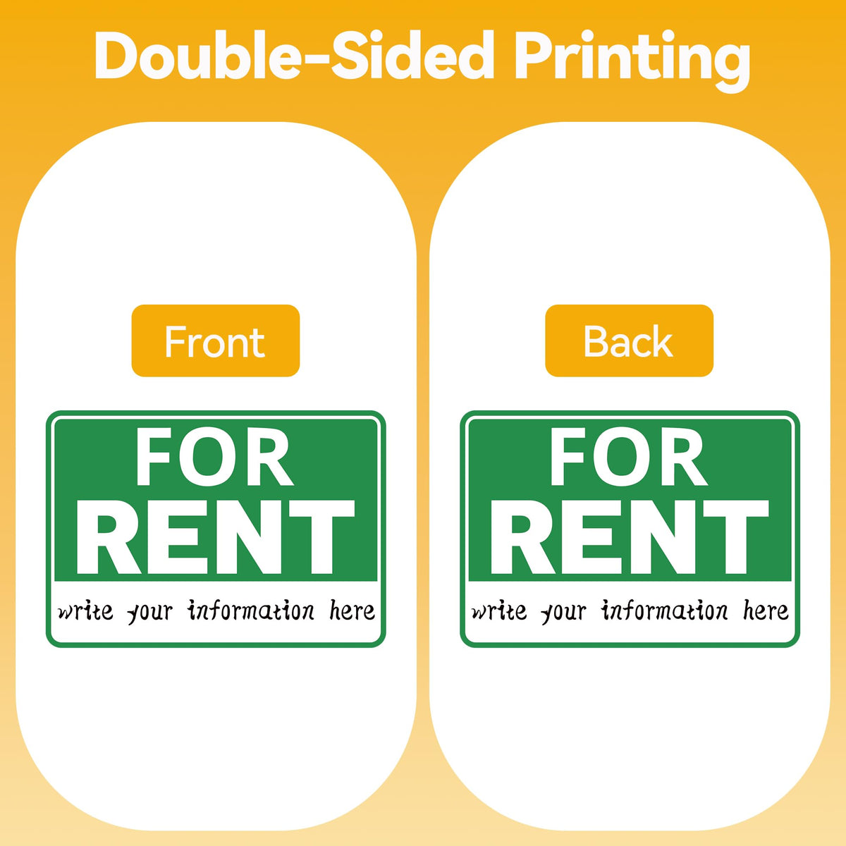 Frohllia for rent sign side view emphasizes high visibility
