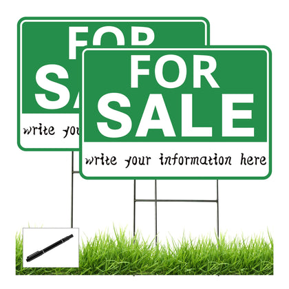 Frohllia green double-sided for sale sign with stake for clear outdoor viewing