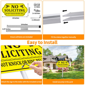 Frohllia no soliciting sign shows durable aluminum construction for outdoor use.