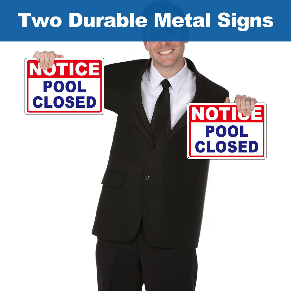 Frohllia pool closed sign 2-pack back view for wall mounting
