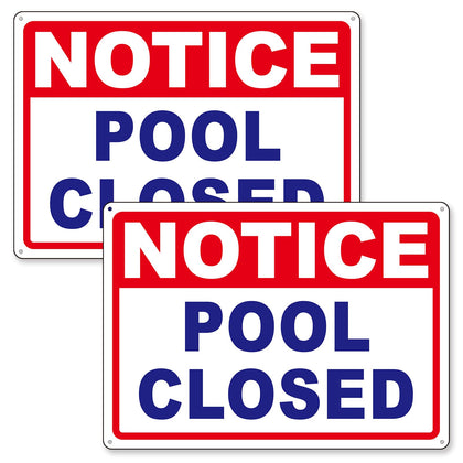 Frohllia pool closed sign 2-pack front view for outdoor use