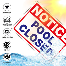 Frohllia pool closed sign easy installation with four holes