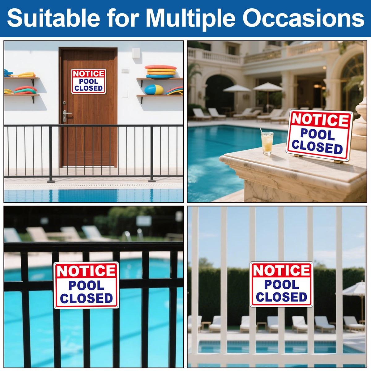 Frohllia pool closed sign high-visibility color printing for clear notices