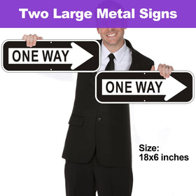 Frohllia two-pack one-way signs with mounting holes; easy installation and secure placement.