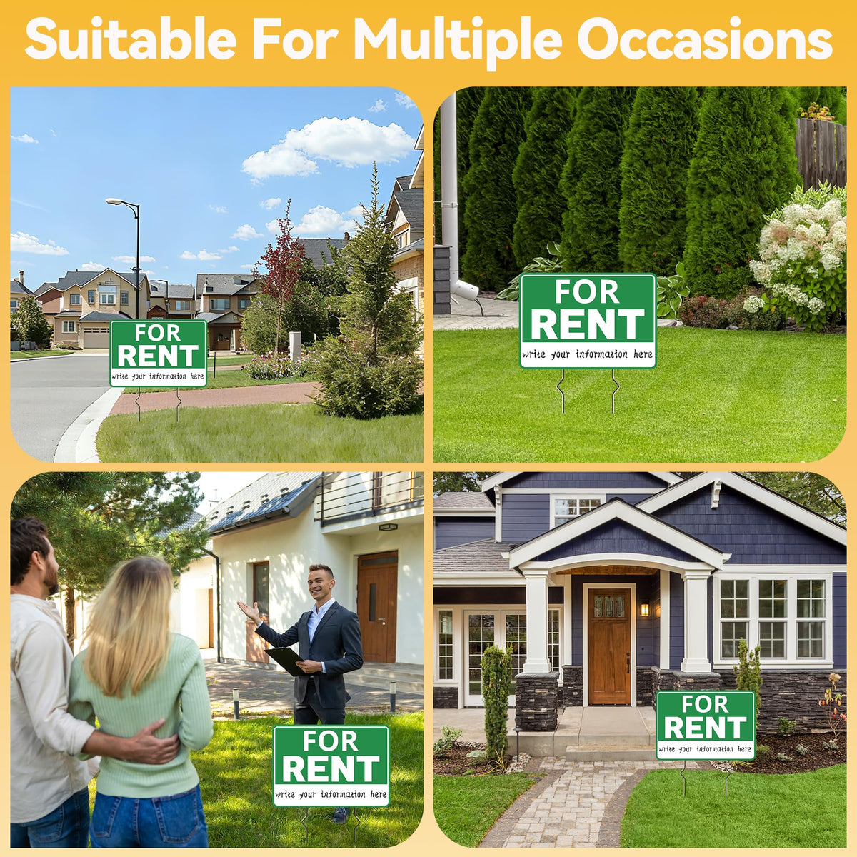 Frohllia weatherproof rent sign resists rain and sun
