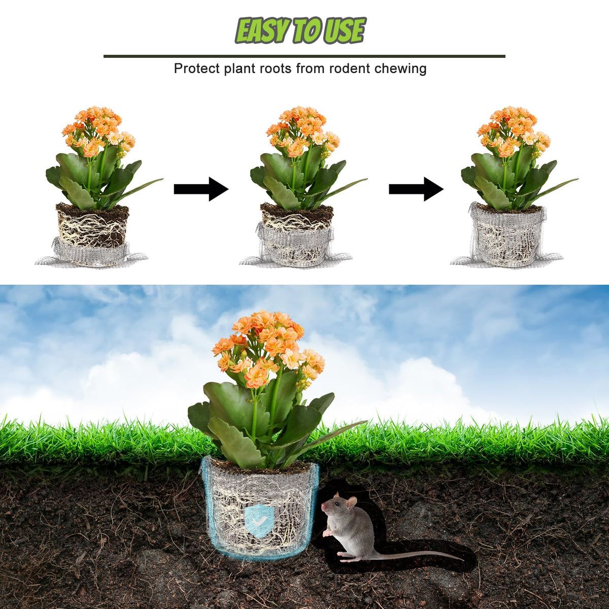 Basket installed in soil around a young tree's root zone
