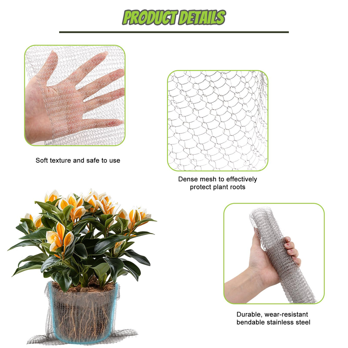 Froidesente garden protection basket allows root growth while blocking pests.