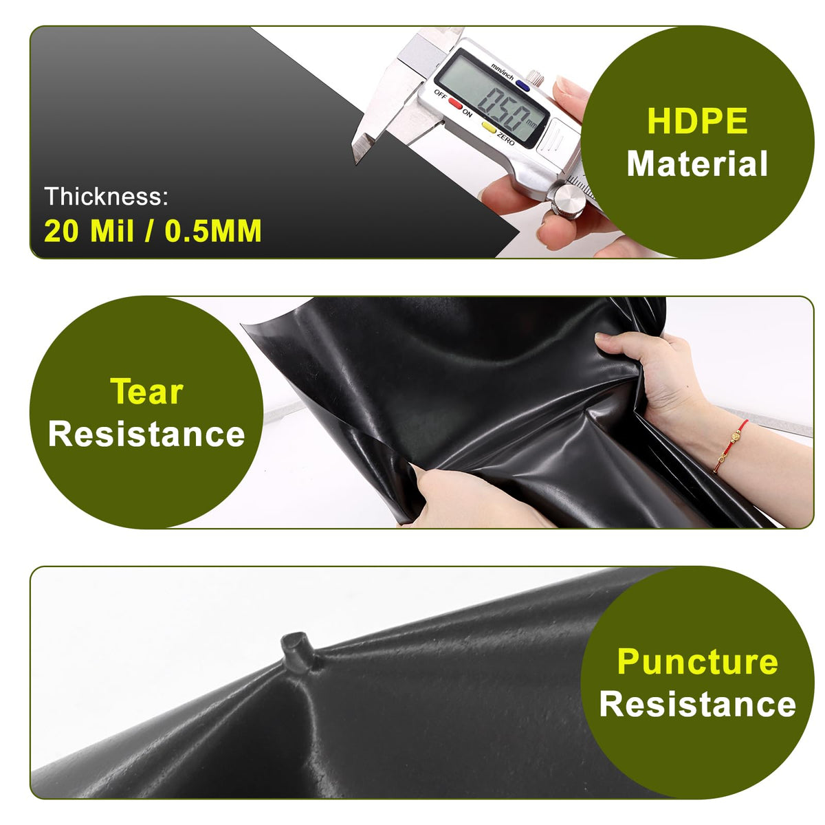 Froidesente puncture-resistant liner protects pond bottom and soil intrusion.