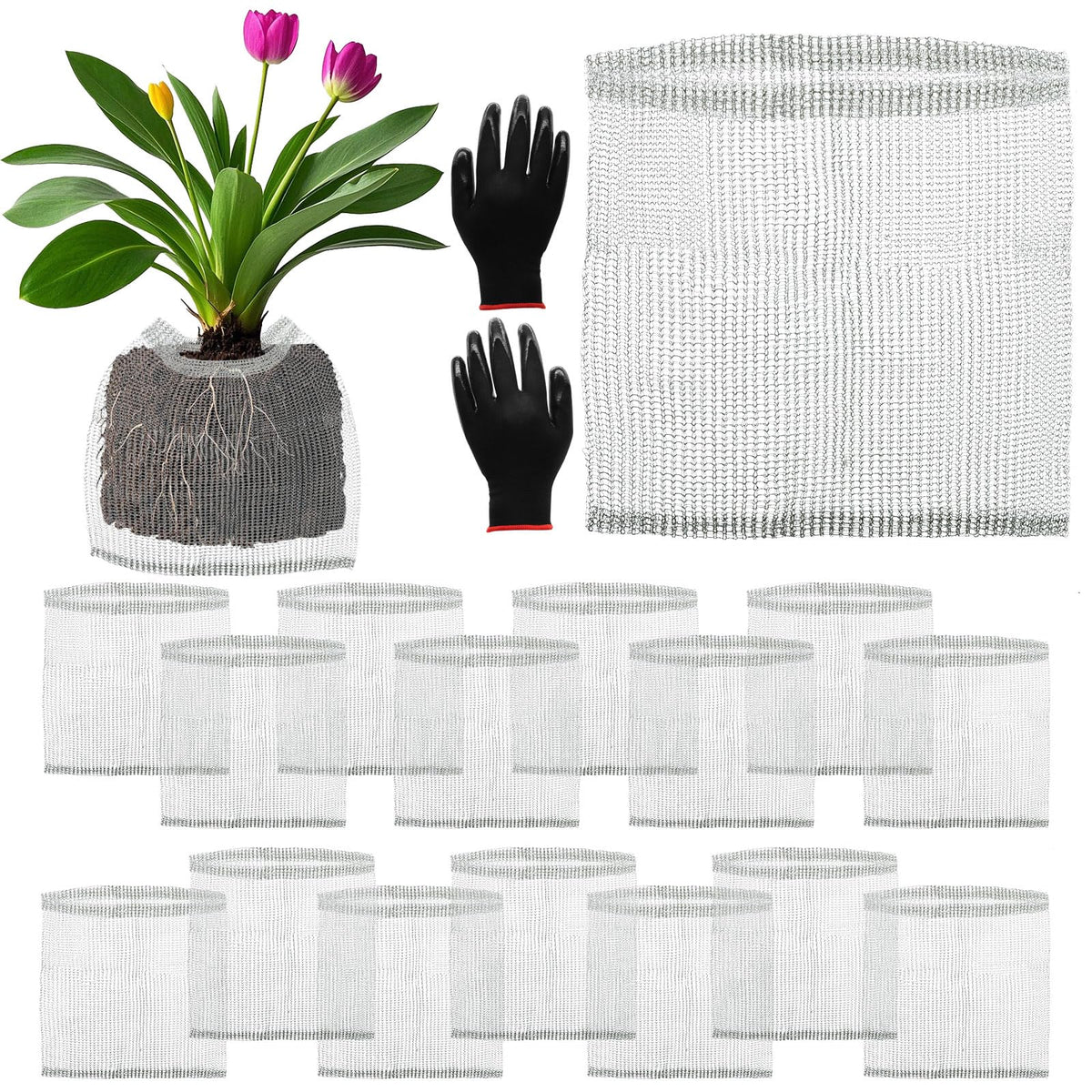 Froidesente root guard basket protects plant roots from pests in the garden.