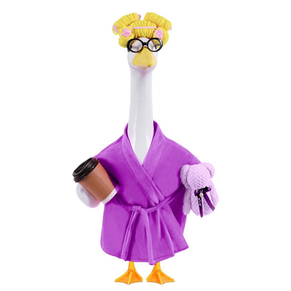Froklic Lady Porch Goose Outfit bathrobe on a 23-inch statue enhances curb appeal.
