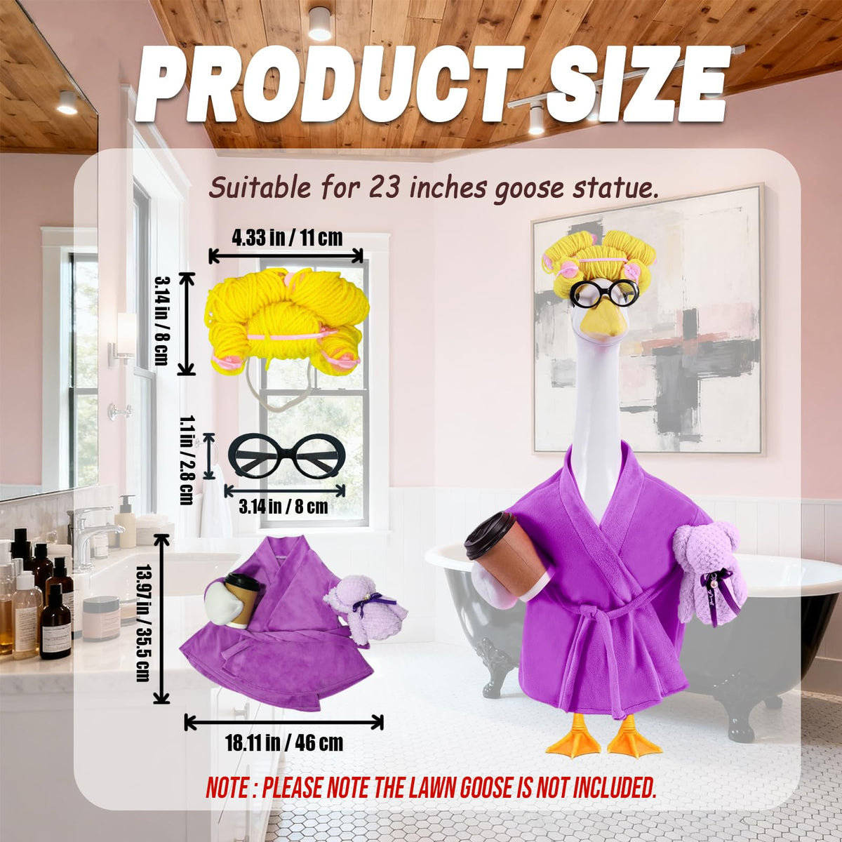 Froklic Goose Outfit glasses accessory creates a playful garden scene.