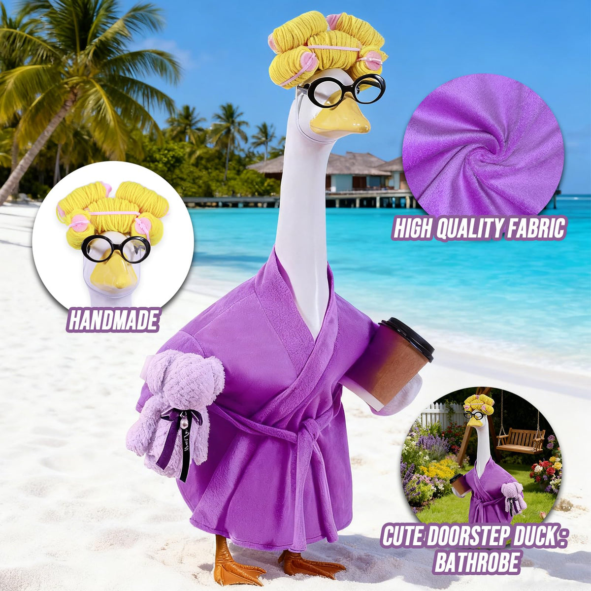 Froklic Lady Porch Goose Outfit towel detail brings cozy outdoor flair.