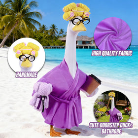 Froklic Lady Porch Goose Outfit towel detail brings cozy outdoor flair.
