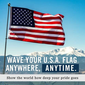 Front Line Flags American flag 3x5 heavy header supports high wind resistance.