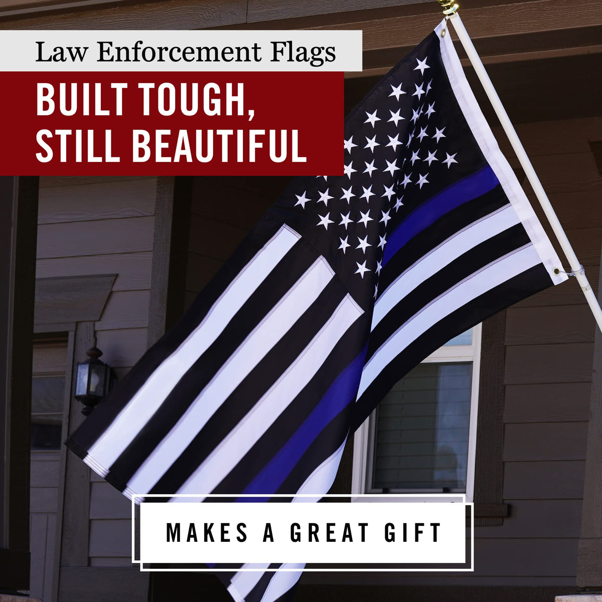 Front Line Flags brass grommets enable secure mounting