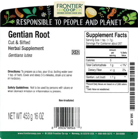 Frontier Co-op gentian root ready to steep for bold bitter teas.