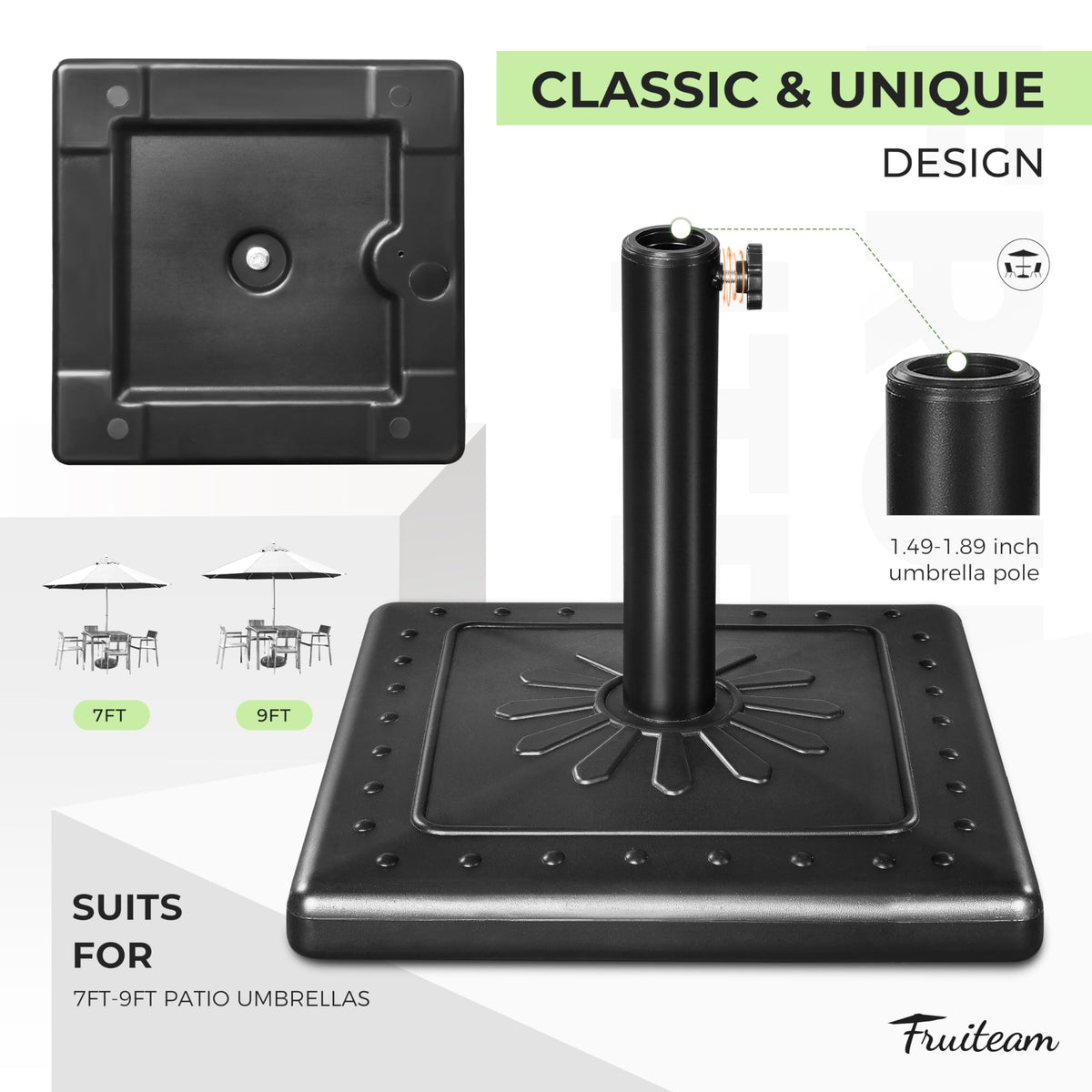 FRUITEAM 24lbs prefilled umbrella base durable material in outdoor setting