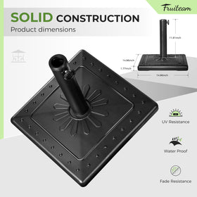 FRUITEAM 24lbs prefilled umbrella base side view demonstrates durable support