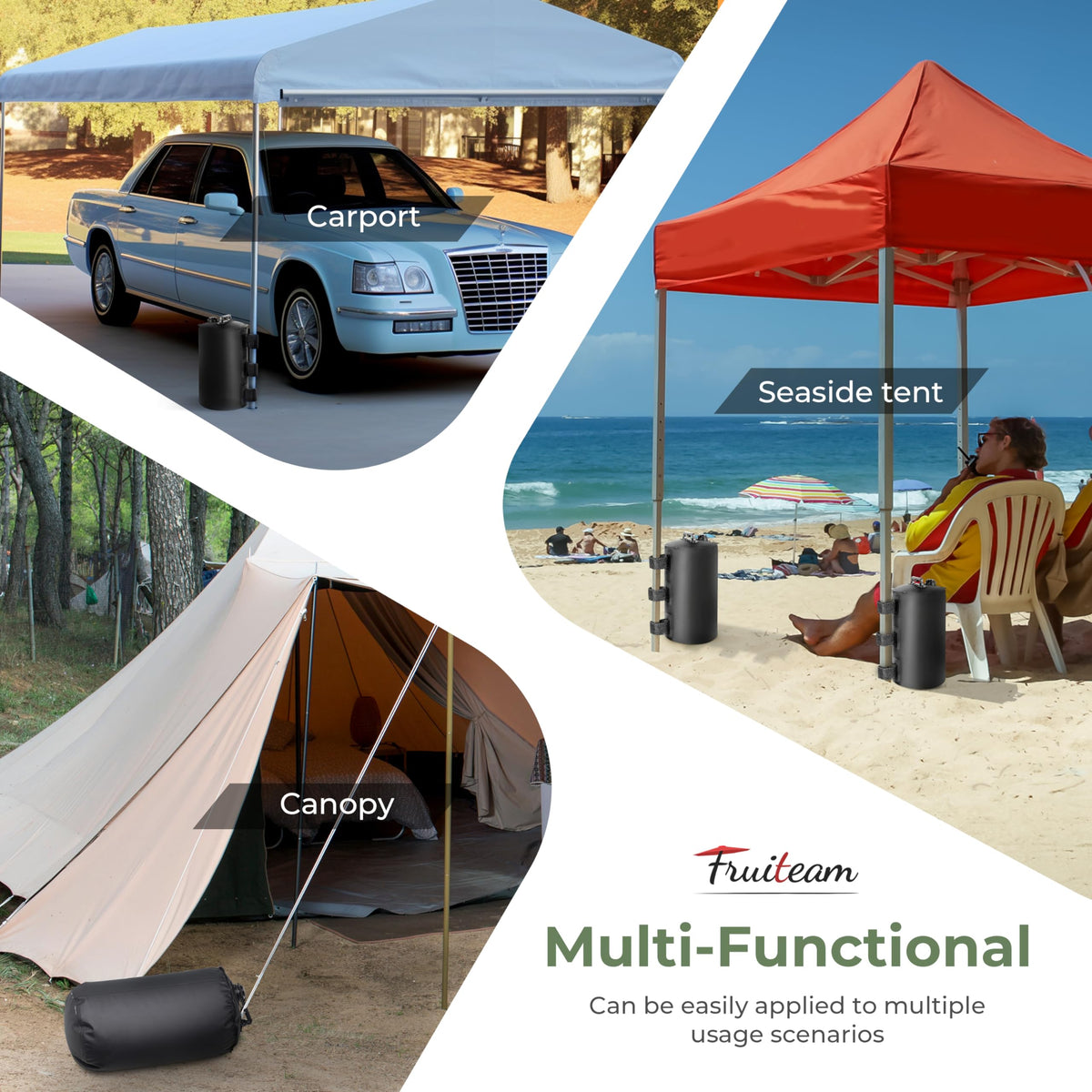 FRUITEAM 55 lbs per bag capacity supports strong stability in gusty winds