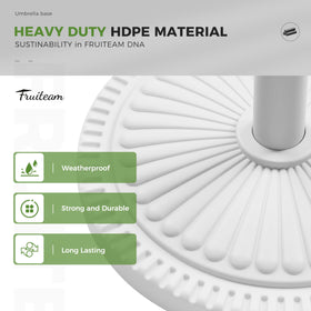 FRUITEAM 15-inch round base delivers sturdy support for outdoor setups.