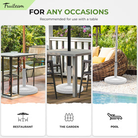 FRUITEAM this base is designed for patio and outdoor use in any weather.