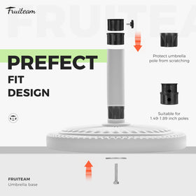 FRUITEAM hand-tightening rotary knob secures the umbrella for extra stability.