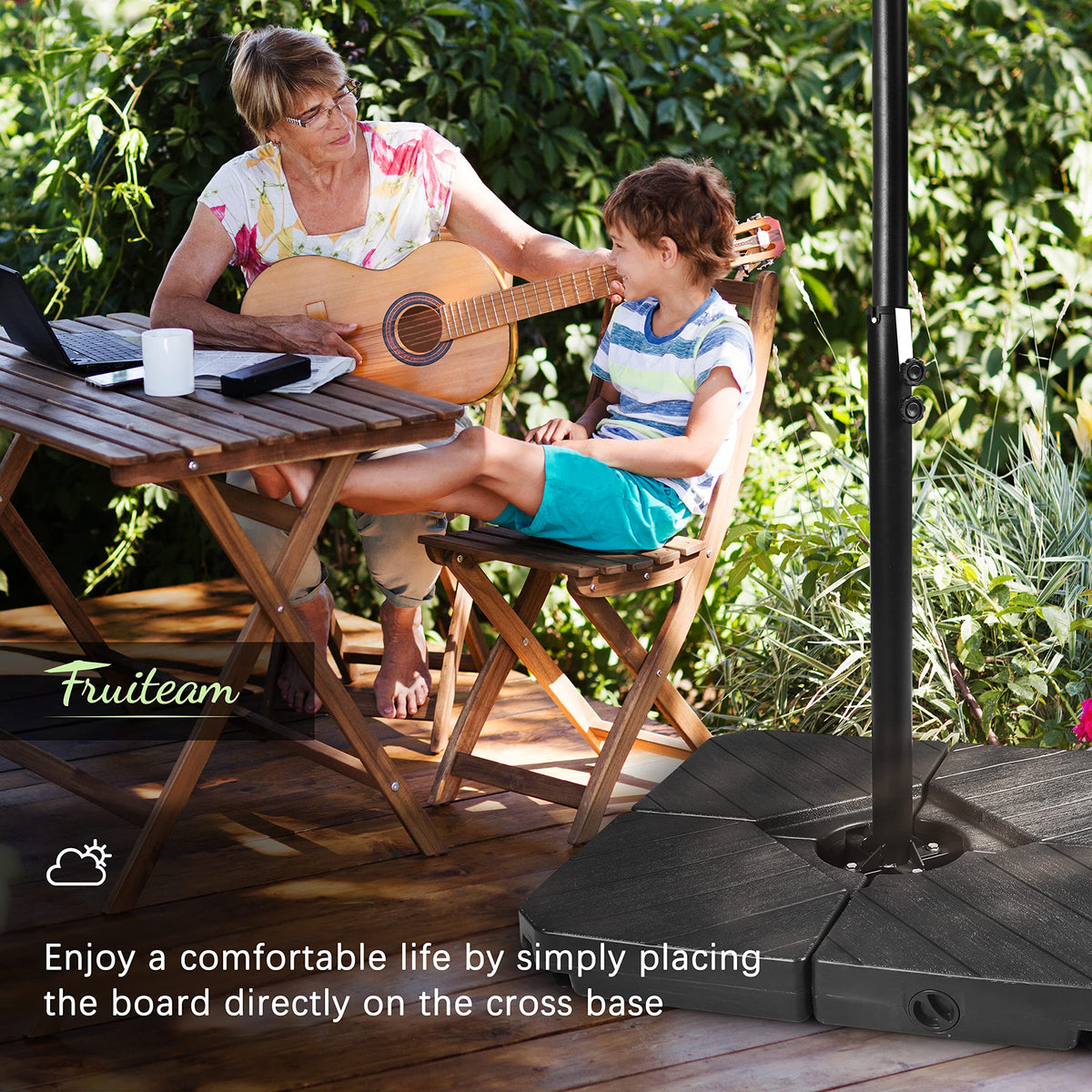FRUITEAM compatible with 8-10 ft cantilever umbrellas for versatile shade