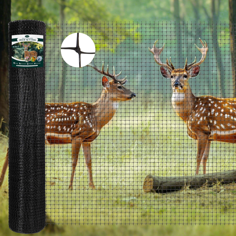 FRUITEAM deer fence netting 8ft-165ft protects gardens from deer with long-lasting durability.
