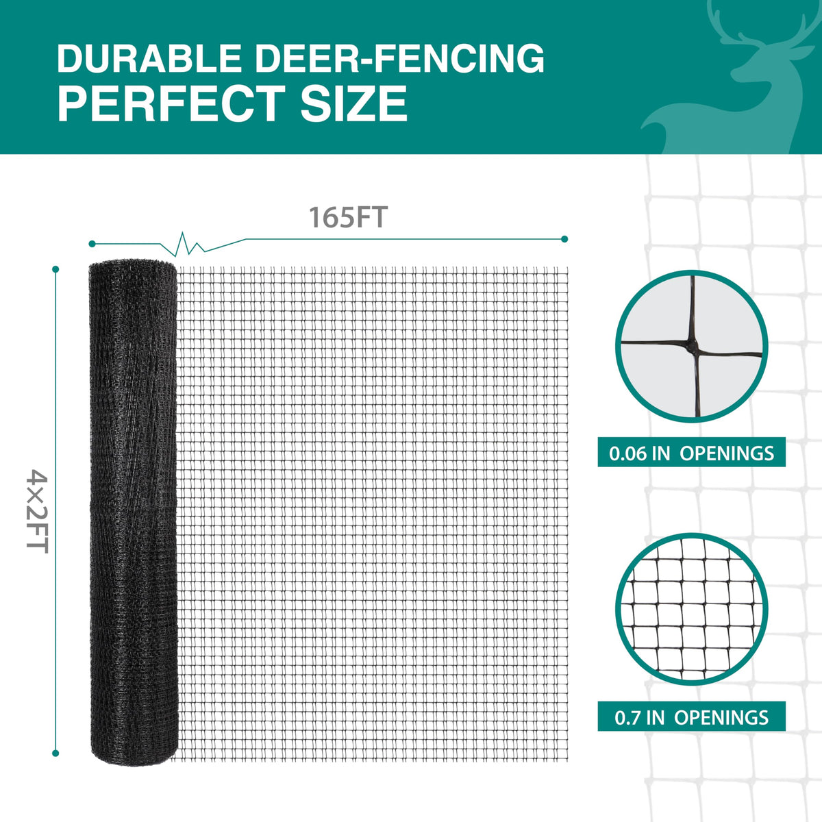 FRUITEAM PP material deer netting resists corrosion and aging for long-term use.